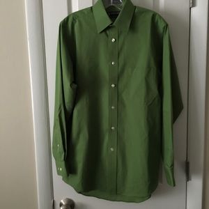Mens Stafford Performance Green Classic Fit shirt